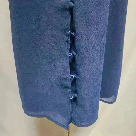 NWOT Navy Blue Naked Zebra S Slip Dress Spaghetti Strap Ties Front Button Detail - Picture 3 of 6